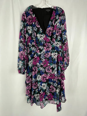 Tahari Arthur S. Levine Black Berry Bloom Dress Women's 16 NWT