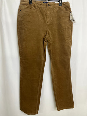 Talbots Corduroy High Waist Straight Leg Tan Slimming Pants Women 14 NWT