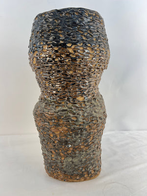 Vintage Handcrafted Studio Pottery Vase Signed Laura Organic Textured Glaze