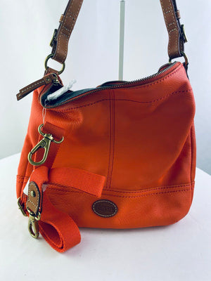 Fossil Taylor Bright Orange Pebbled Leather Hobo Bag NWT SHB1047820