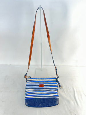 Brighton Nautical Striped Canvas Leather Crossbody Purse Anchor Charm F120836