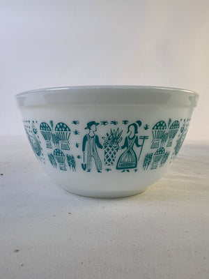 Vintage Pyrex Amish Butterprint Turquoise 402 Mixing Bowl 1.5 Qt White MCM USA