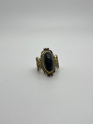 Carolyn Pollack 925 Sterling Silver Labradorite Ring 13g Brass Relios Sz 10.5