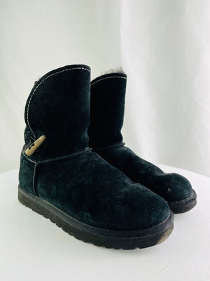 UGG Australia Maddi Black Fur Lined Women's Snow Boots Size 11 | F19015G