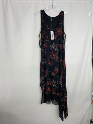 Joan Vass New York Stencil Garden Scoop Neck Maxi Dress Size Small NWT