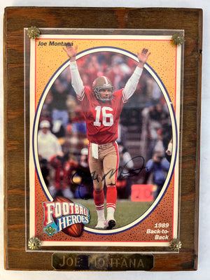 Joe Montana Signed Plaque #16 1989 49ers Vintage Sports Memorabilia