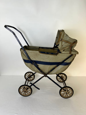 Antique Victorian Baby Carriage Buggy Iron Wheel Pram Stroller Photo Prop Decor
