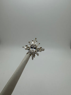 925 Sterling Silver Cubic Zirconia Ring 4g Cluster Cocktail Size 9.5