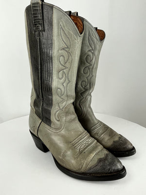Texas Imperial M52 Grey Leather Western cowboy Boots Men's 9D