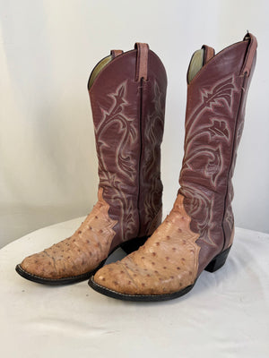 Larry Mahan Men's Size 7 Vintage Ostrich Cowboy Western Boots Texas Made 7970