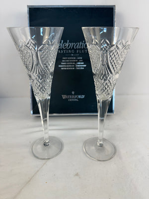 Waterford Crystal Celebration Toasting Flutes 1st Edition LOVE Pair