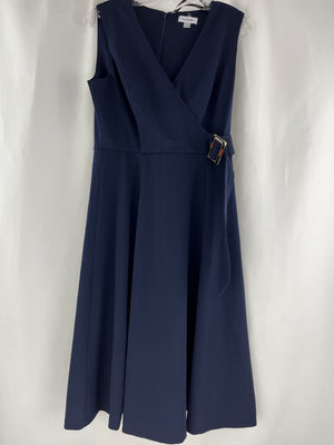 Calvin Klein Navy Sleeveless Belted A Line Dress Size Women's 10 NWT