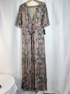 NWT SLNY Women's Long Bodre Dress Size 18 Beige Multi Mother of Bride Gown