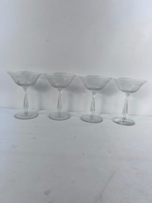 Set of 4 Vintage Tiffin-Franciscan Cherokee Rose Champagne/Tall Sherbet Coupe