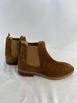 Steve Madden Leopold Tan Suede Chelsea Ankle Boots Lug Sole Women's Size 10M