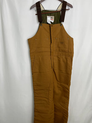 Walls Blizzard Pruf Tan Canvas Insulated Bib Overalls Men's Large Short 38-40