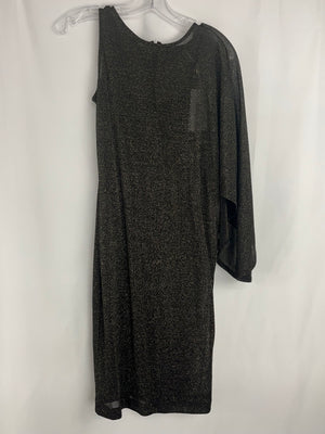 Ted Baker Draped One Shoulder Dress Black Shimmer Women's Size1 NWT