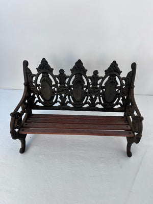 Mini Cast Iron Wood Doll Park Bench Victorian Shabby Chic French Country