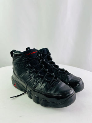 Air Jordan 9 Retro GS Bred Patent Black Basketball Sneakers Youth 6Y Women's 7.5