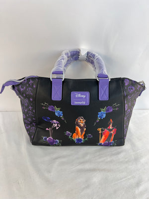 Disney Loungefly Villains Floral Icons Satchel Crossbody Bag Purple Black NWT