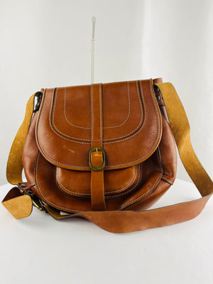 Patricia Nash Barcelona Saddle Bag in Brown Italian Leather Crossbody