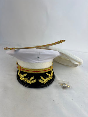 Vintage USMC Field Grade Officer Evening Dress White Barracks Cover Hat 6 7/8