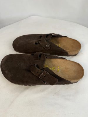 Birkenstock Boston Soft Footbed Suede Clogs Brown Mocha EU 40, US W9 M7 - Unisex