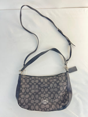 COACH Women's Chelsea Crossbody Bag, Signature Canvas, Black Leather Trim