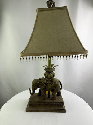 Elephant Table Lamp w/ Shade Heavy Resin Works 27" Safari Home Decor