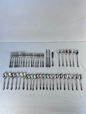 Vintage 1959 Wm Rogers IS Silver Plate Moonlight Lovelight 46pc Flatware Lot