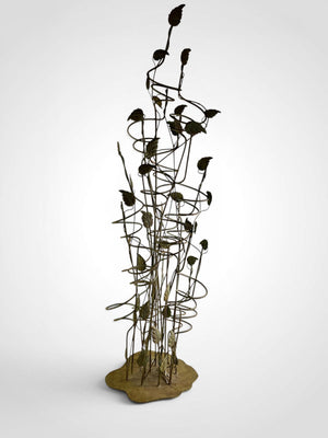 Vintage Wrought Iron Sculpture 16 Bottle Wine Rack Vine Leaves