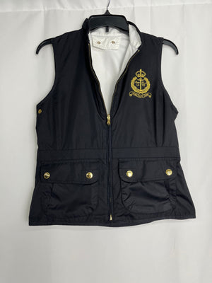 Lauren Ralph Lauren Reversible Crested Zipper Vest 36" Black & Gold