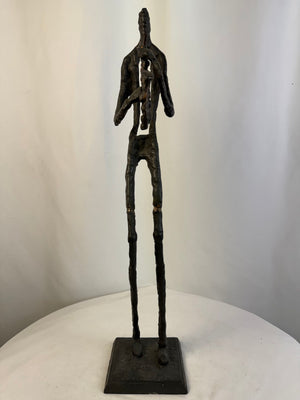 VTG Giacometti Style Brutalist Saxophone Player Metal Sculpture MCM 25" Statue