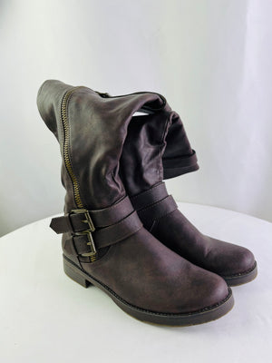 Maurices Nancy 45016 Brown Faux Leather Riding Knee High Boots Women's 8.5