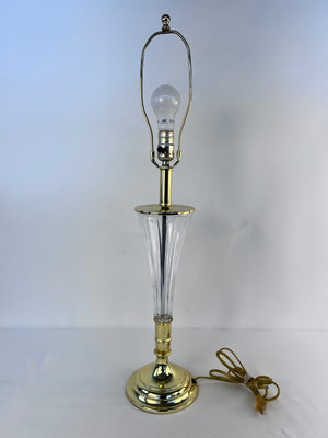 RARE 31" Vintage Brass Table Lamp With Fluted Ribbed Glass