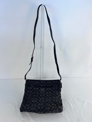 Coach F58285 Outline Signature File Bag Crossbody Black Smoke