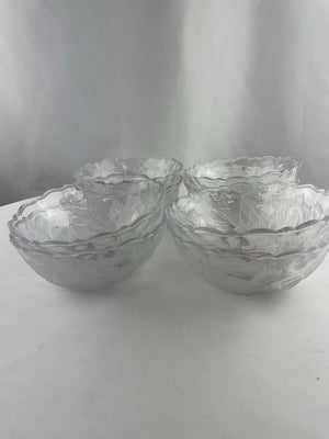 Vintage Mikasa Studio Winter Rose Frosted Crystal Small Bowls 5 1/4" Set of 8