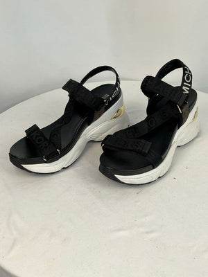 Michael Kors Maddox Platform Sport Black/white Platform Sandal Women's 9.5M