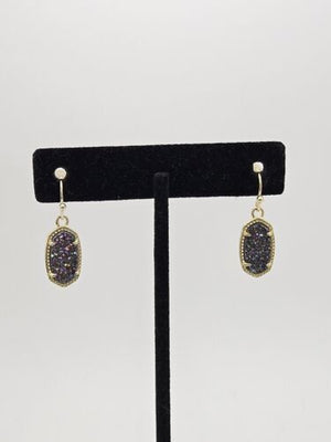 Kendra Scott Danielle Earrings Limited Edition Purple Crushed Abalone Gold Toned