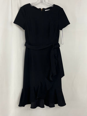 Calvin Klein Black Faux Wrap Ruffle Dress Women's Size 2