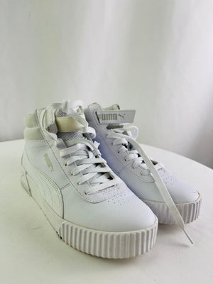 PUMA Carina Mid Top White Leather Sneakers Women's 9M SoftFoam+