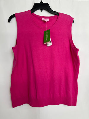 Lilly Pulitzer Patience Shell Dahlia Pink Sleeveless Knit Blouse Women XL NWT