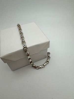 Italy 925 Sterling Silver Bracelet 12g Fish Chain Charm Vintage 7.75 in.