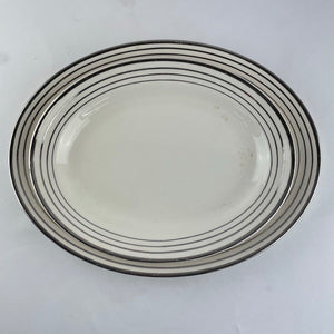 RARE Vintage Century By Salem Platinum Gold Lined Oval Serving Plates Set of 2