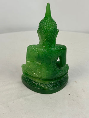 Thai Emerald Buddha Statue 7" Seated Meditating Green Resin Figurine Thailand
