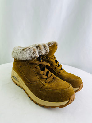 Skechers Street Uno Rugged Wintriness Mid Top Fur Lined Lace Boots Women's 11