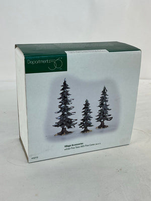Dept 56 Winter Pine Trees With Pine Cones Set of 3 52772 Christmas Village NIB