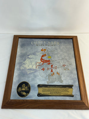 Vintage 1992 Cutty Sark Mirror Columbus 500th Anniversary Framed Bar Sign 21x25
