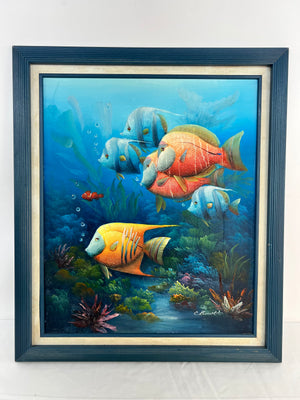 Charles Raymond Benolt Tropical Fish Underwater Sea Life Oil Painting Signed