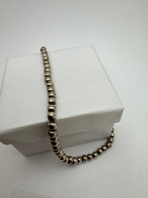 Italy 925 Sterling Silver Bracelet 9g Beaded Vintage 7 in.